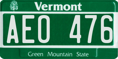 VT license plate AEO476