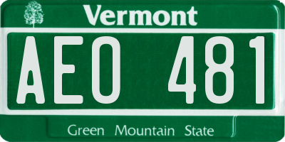 VT license plate AEO481