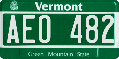 VT license plate AEO482