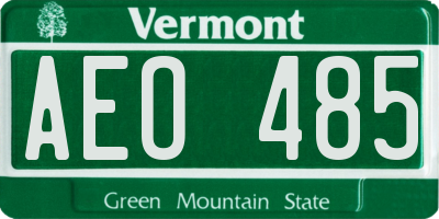 VT license plate AEO485