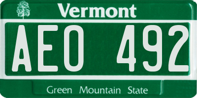 VT license plate AEO492