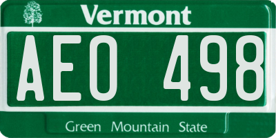 VT license plate AEO498