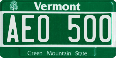 VT license plate AEO500