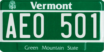 VT license plate AEO501