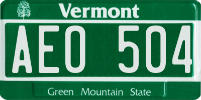 VT license plate AEO504