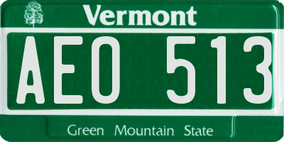 VT license plate AEO513