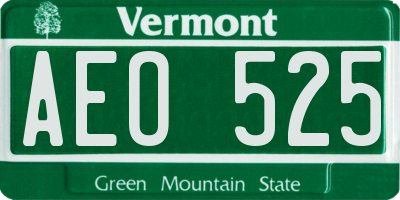 VT license plate AEO525