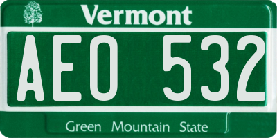 VT license plate AEO532