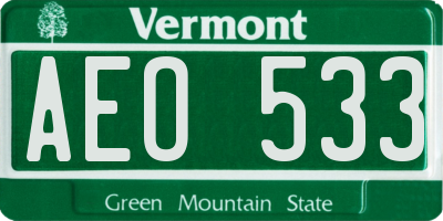 VT license plate AEO533