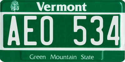 VT license plate AEO534