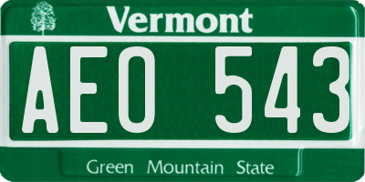 VT license plate AEO543