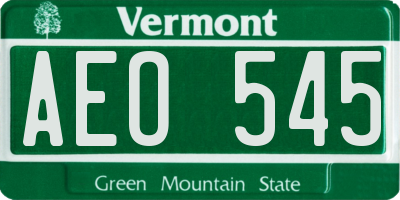 VT license plate AEO545