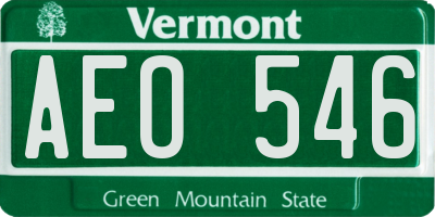 VT license plate AEO546