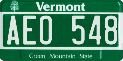 VT license plate AEO548