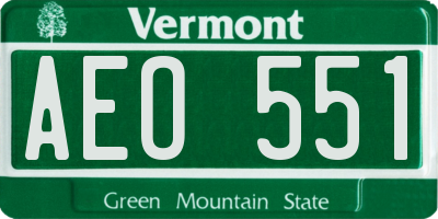 VT license plate AEO551