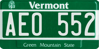 VT license plate AEO552