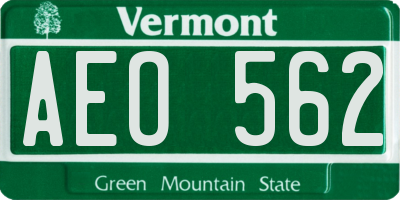 VT license plate AEO562