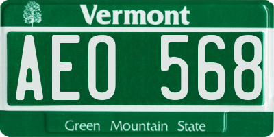 VT license plate AEO568
