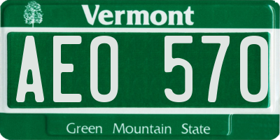 VT license plate AEO570