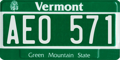 VT license plate AEO571