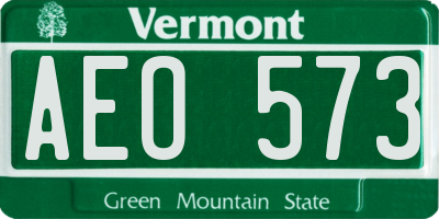 VT license plate AEO573