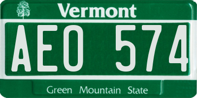 VT license plate AEO574