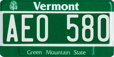 VT license plate AEO580