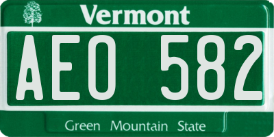 VT license plate AEO582
