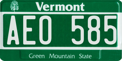 VT license plate AEO585