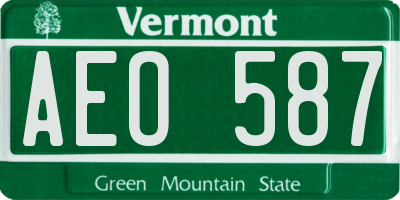 VT license plate AEO587