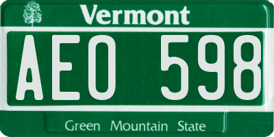 VT license plate AEO598
