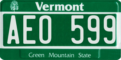 VT license plate AEO599
