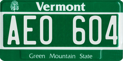 VT license plate AEO604