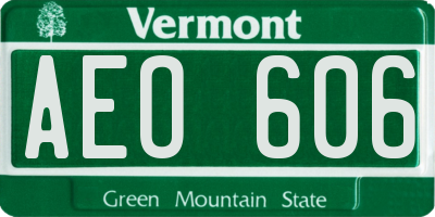 VT license plate AEO606