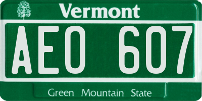 VT license plate AEO607