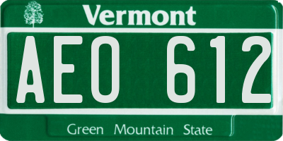 VT license plate AEO612