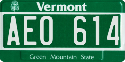 VT license plate AEO614