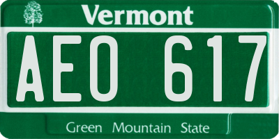 VT license plate AEO617