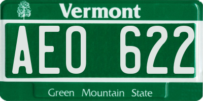 VT license plate AEO622