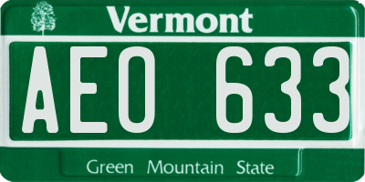 VT license plate AEO633