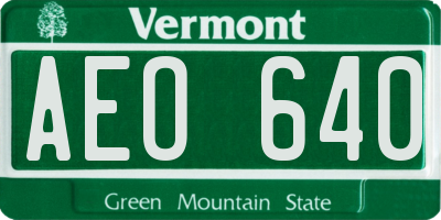 VT license plate AEO640
