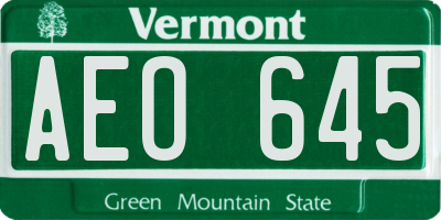 VT license plate AEO645