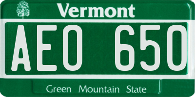 VT license plate AEO650