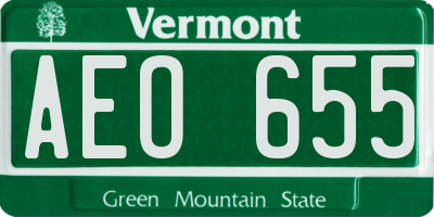 VT license plate AEO655