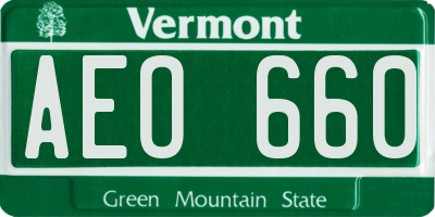 VT license plate AEO660