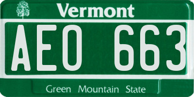 VT license plate AEO663