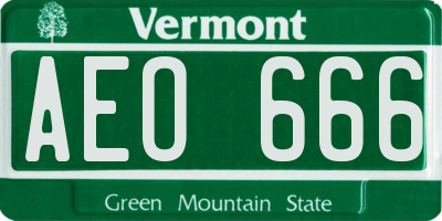 VT license plate AEO666