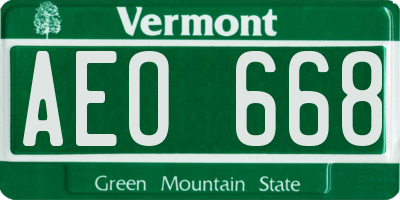 VT license plate AEO668