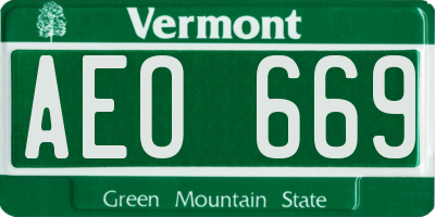 VT license plate AEO669