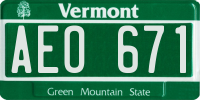 VT license plate AEO671